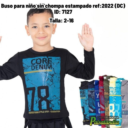 Buso para niño sin chompa estampado ref:2022 (DC)