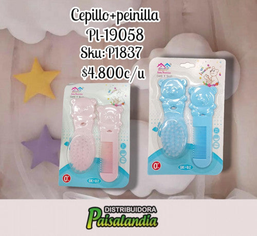 Cepillo + peinilla bebé encartonado PL-19058 (UND)