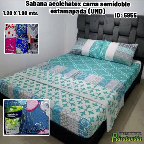 Sabana acolchatex cama semidoble estamapada (UND)