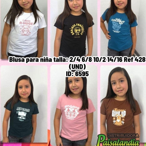 Blusa para niña talla: 2/4 6/8 10/2 14/16 Ref 428 (UND)