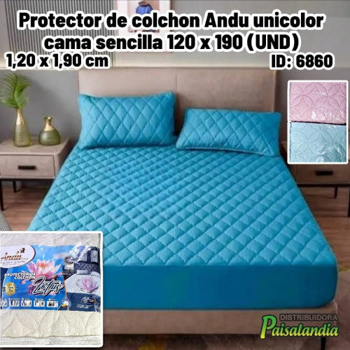 Protector de colchon Andu unicolor cama sencilla 120 x 190 (UND)