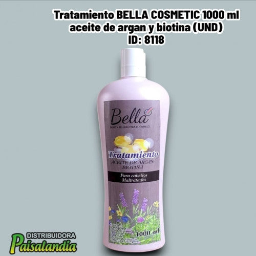 Tratamiento BELLA COSMETIC 1000 ml aceite de argan y biotina (UND)