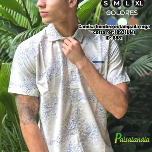 Camisa hombre estampada mga corta ref:1893(UN)