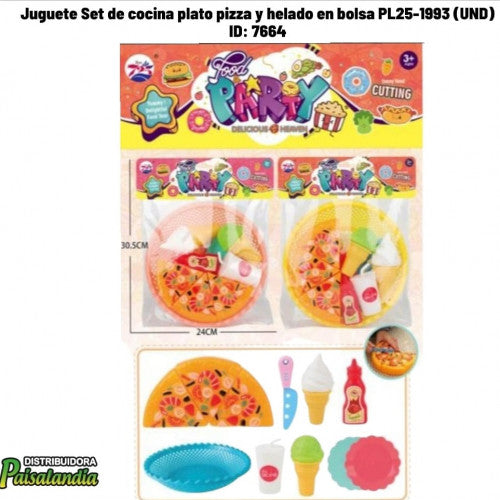 Juguete Set de cocina plato pizza y helado en bolsa PL25-1993 (UND)