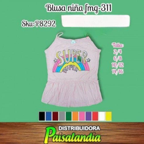 Blusa niña tira libre y bolero en ruedo fmg311 (DC)
