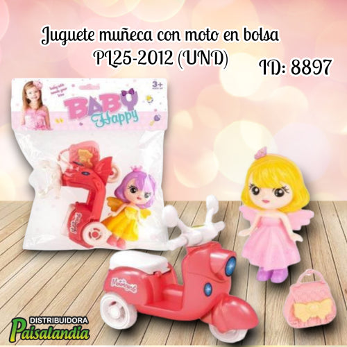 Juguete muñeca con moto en bolsa PL25-2012 (UND)