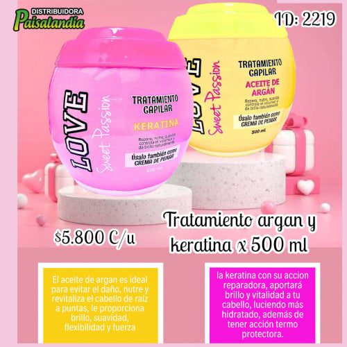 Tratamiento argán y keratina x500 ml (UND)