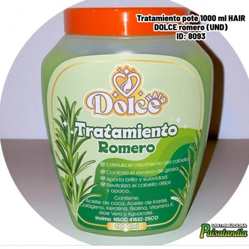 Tratamiento pote 1000 ml HAIR DOLCE romero (UND)