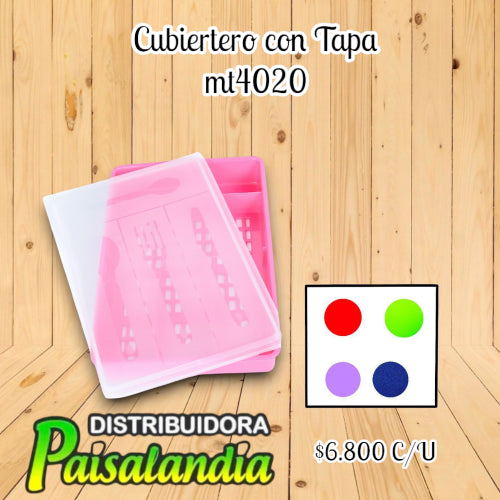 Cubiertero con tapa colores surtidos (UND)