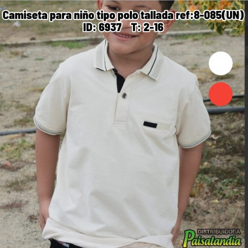 Camiseta para niño tipo polo tallada ref:8-085(UN)