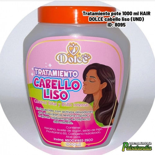 Tratamiento pote 1000 ml HAIR DOLCE cabello liso (UND)