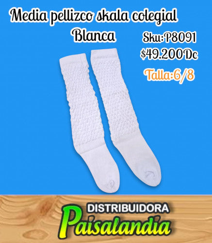 Media pellizco Skala blanca talla 6-8 (DC)