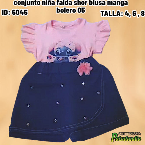 Conjunto niña falda shor blusa manga bolero 05 (UND)