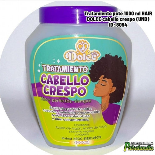 Tratamiento pote 1000 ml HAIR DOLCE cabello crespo (UND)