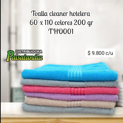 Toalla cleaner hotelera 60 x 110 cm colores surtidos 200 gr (UND)