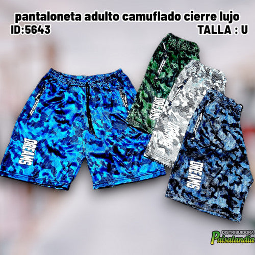 pantaloneta adulto camuflado cierre lujo (UND)