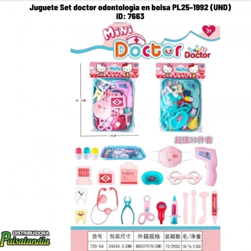 Juguete Set doctor odontologia en bolsa PL25-1992 (UND)