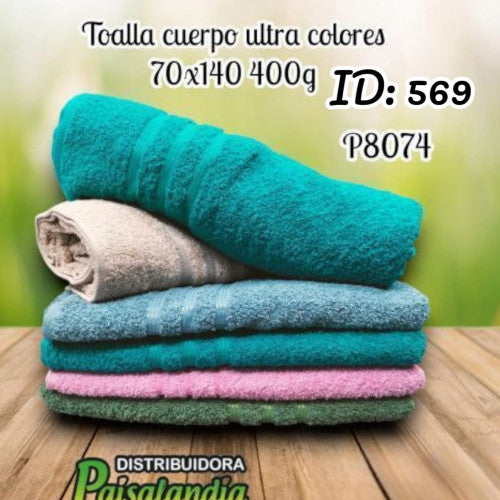 Toalla cuerpo ultra colores surtidos 70x140 cm 400g (UND)
