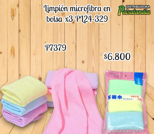Limpión microfibra en bolsa x3 PL24-329 (UND)
