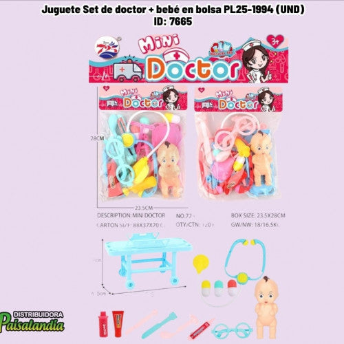 Juguete Set de doctor + bebé en bolsa PL25-1994 (UND)