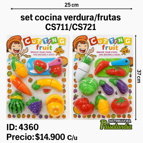 Juguete set cocina verduras/frutas 25x35cm CS711/CS721 (UND)