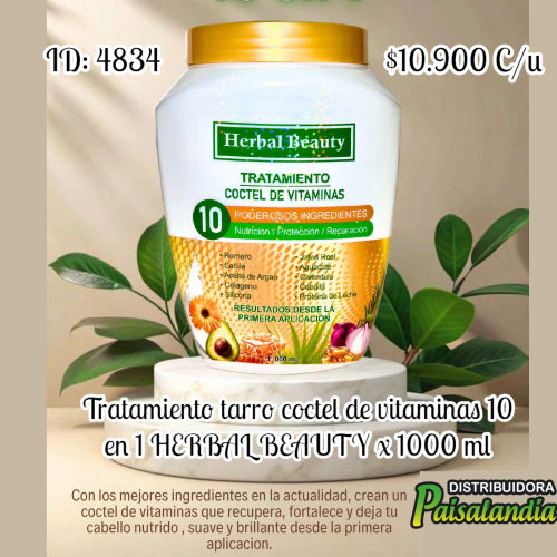 Tratamiento coctel vitaminas 10 en 1 HERBAL BEAUTY 1000 ml (UND)