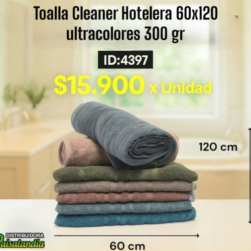 Toalla cleaner hotelera 60x120 cm ultra colores surtidos 300 gr (UND)