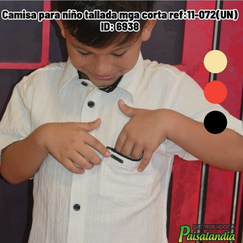 Camisa para niño tallada mga corta ref:11-072(UN)
