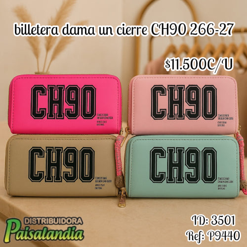 Billetera dama un cierre colores surtidos CH90 266-27 (UND)