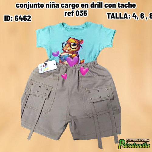 conjunto niña cargo en drill con tache ref 035 (UND)