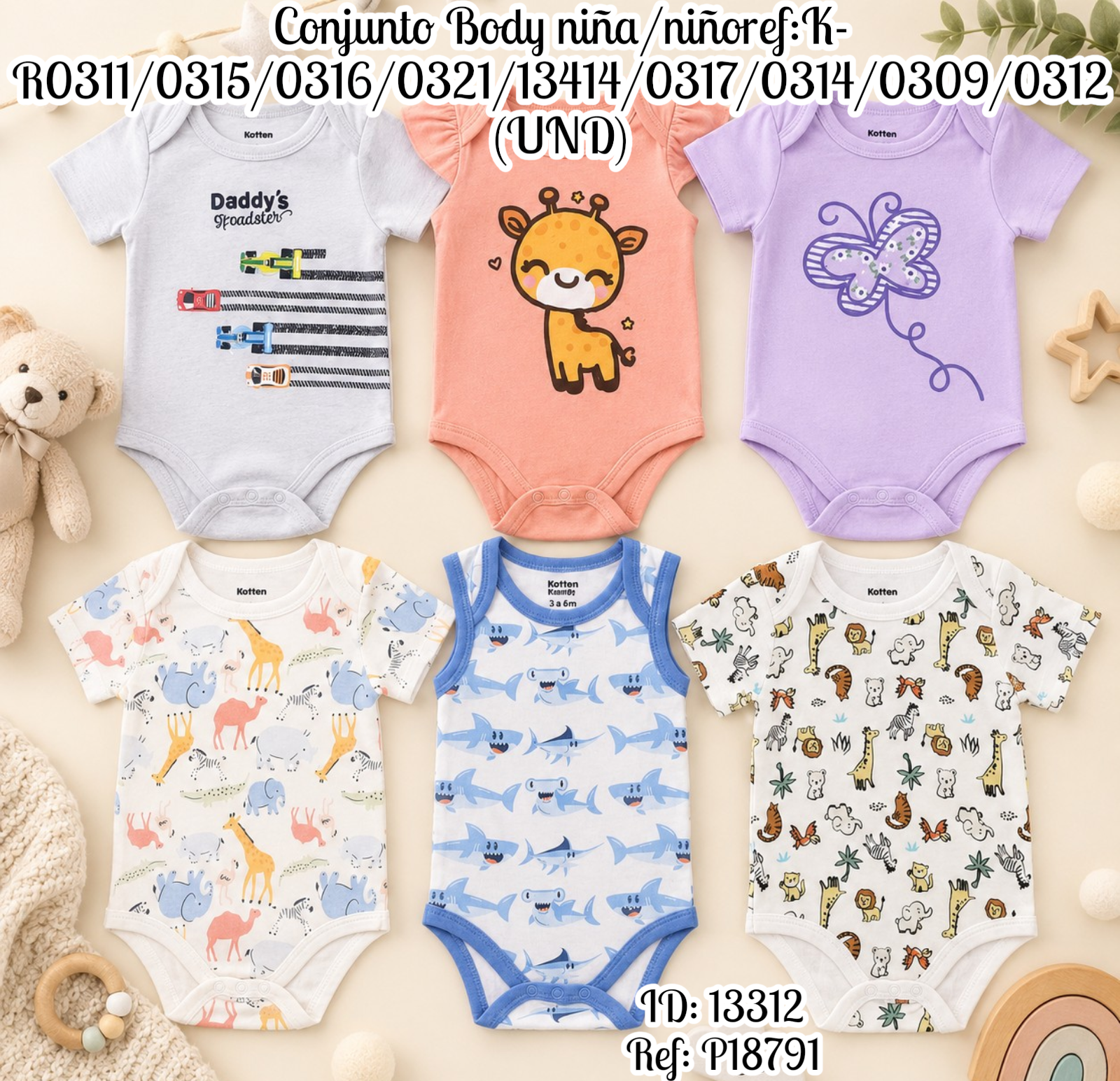 Conjunto Body niña/niñoref:K-R0311/0315/0316/0321/13414/0317/0314/0309/0312 (UND)