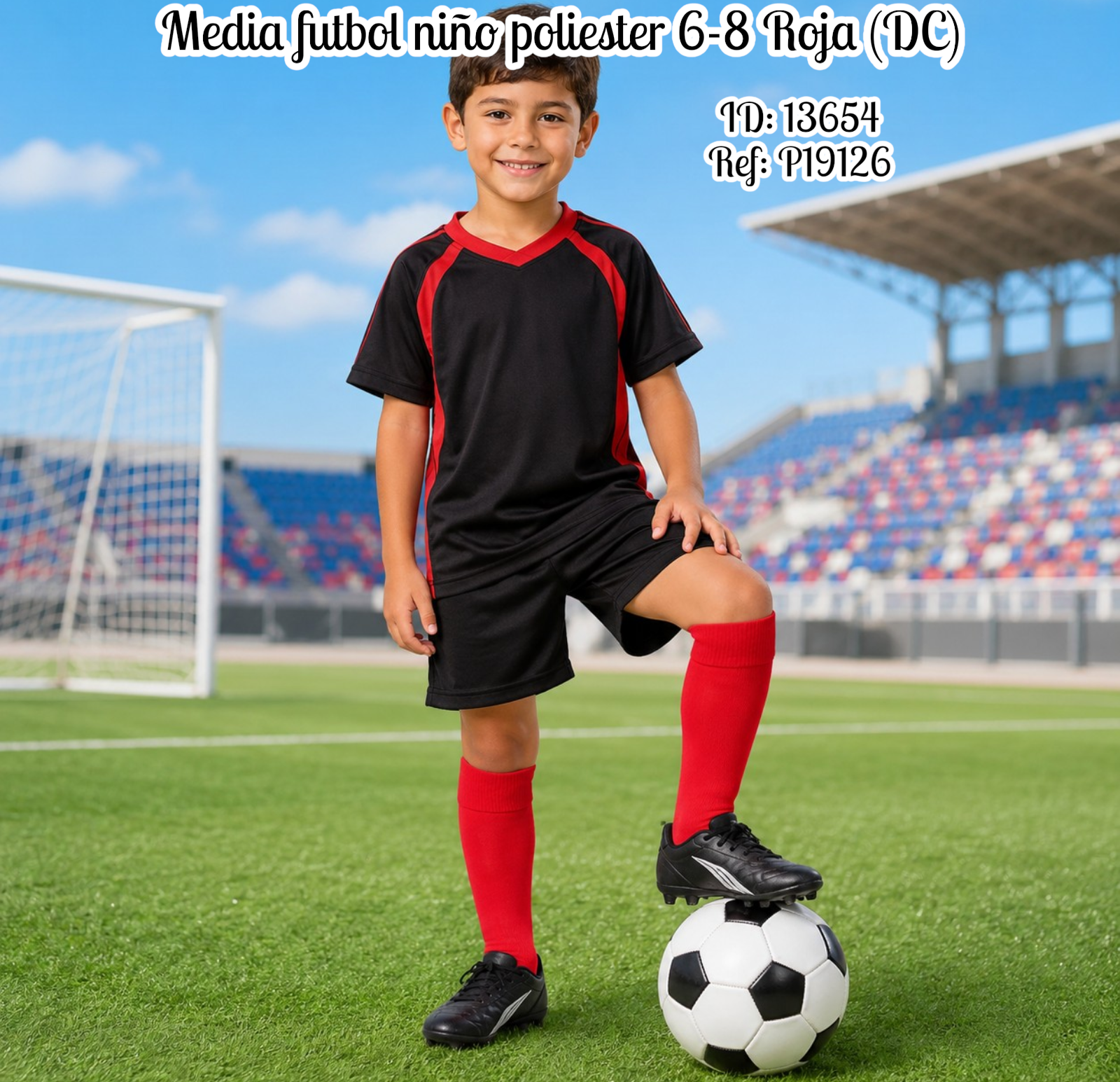 Media futbol niño poliester 6-8 Roja (DC)