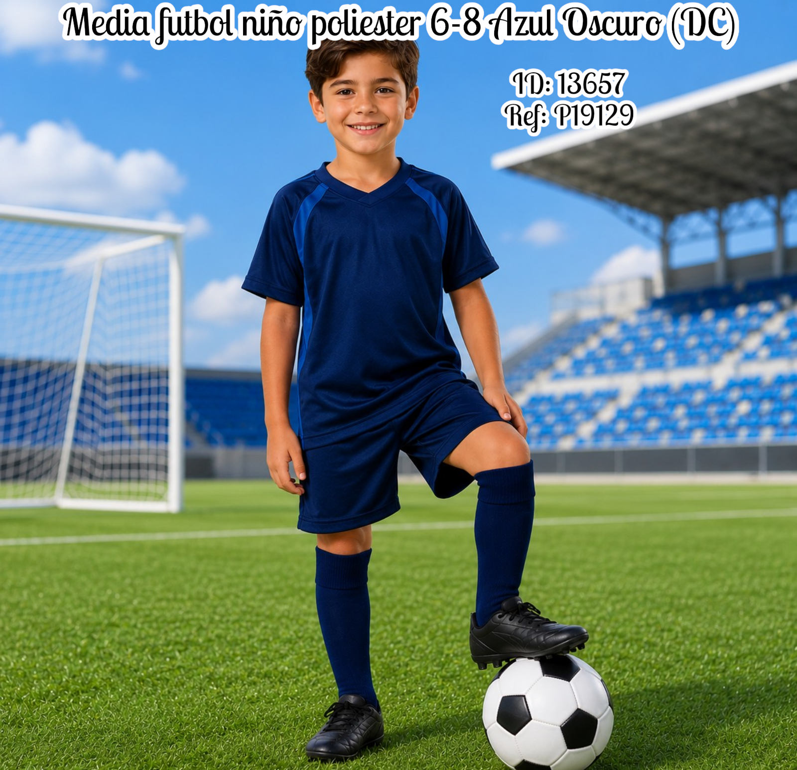 Media futbol niño poliester 6-8 Azul Oscuro (DC)