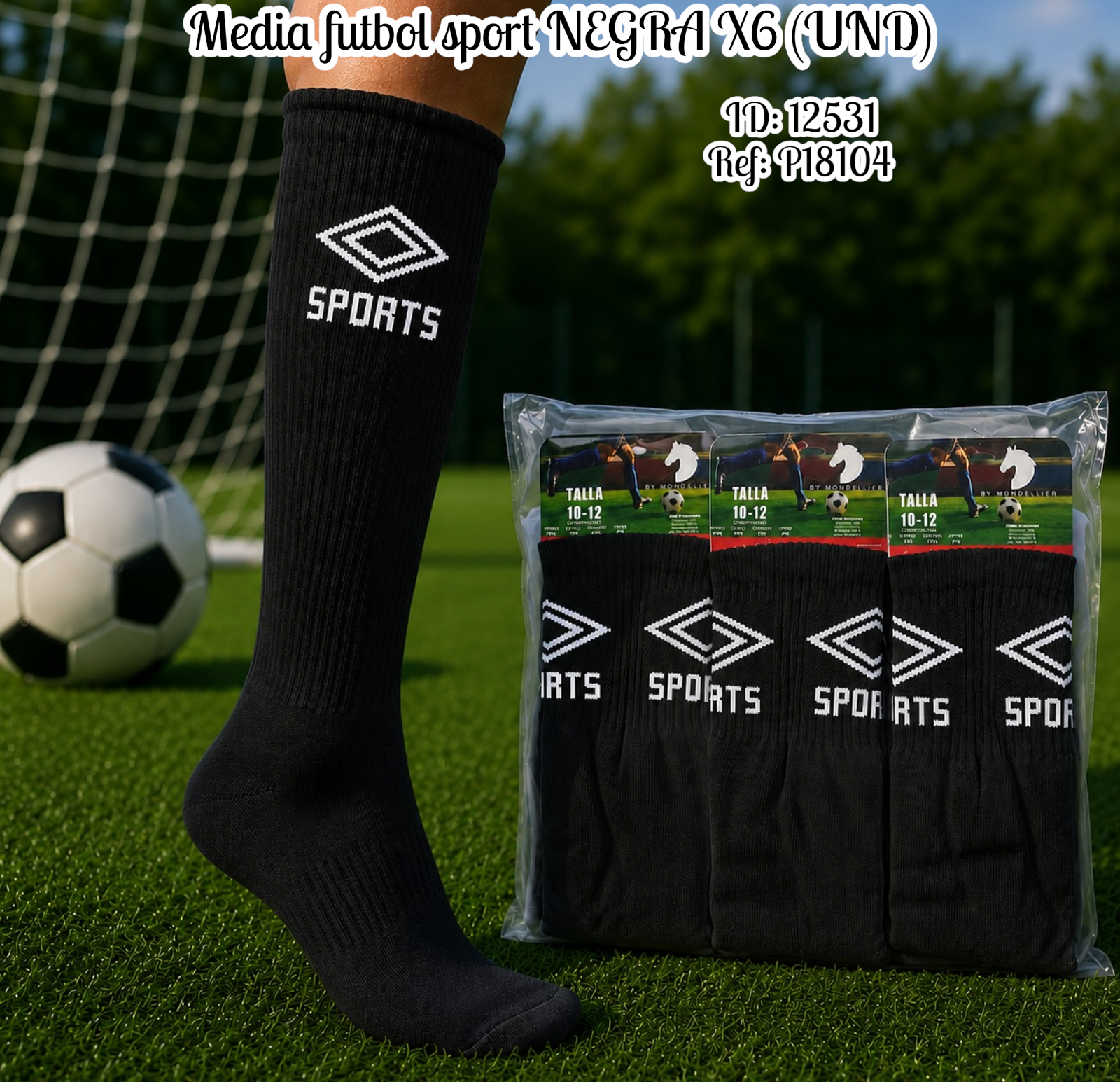Media futbol sport NEGRA X6 (UND)