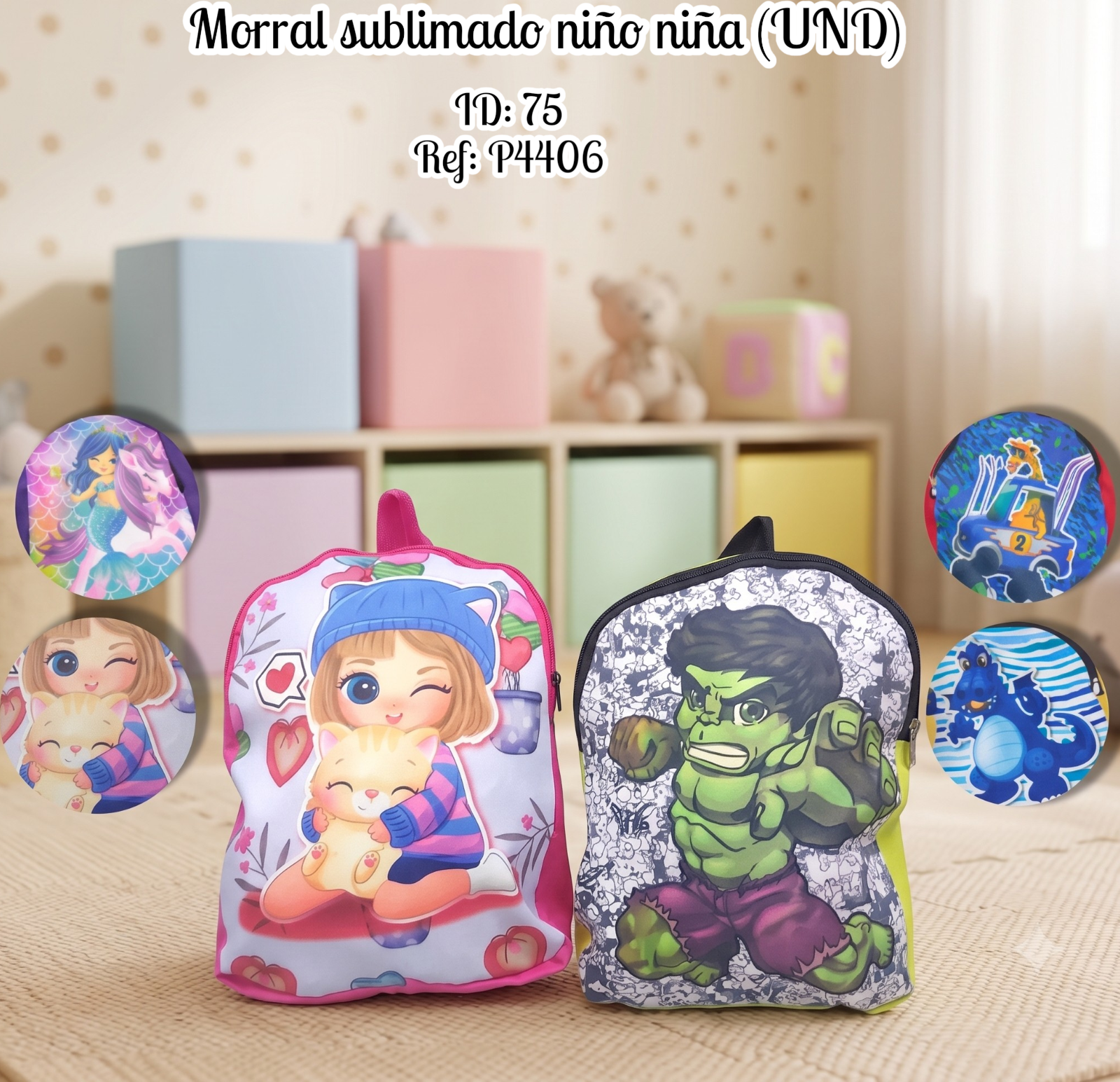 Morral sublimado niño niña (UND)