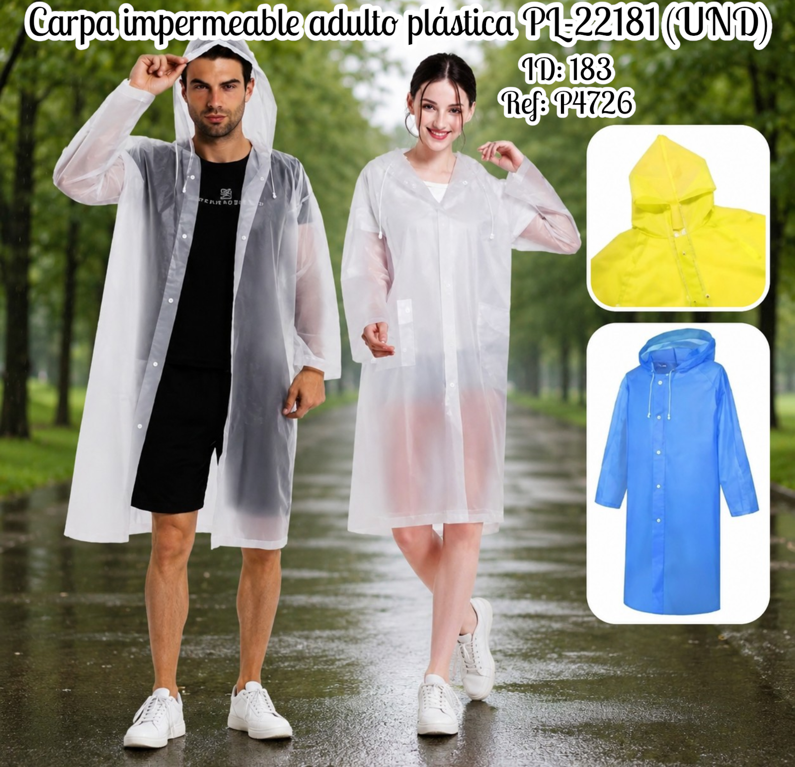 Carpa impermeable adulto plástica PL-22181 (UND)
