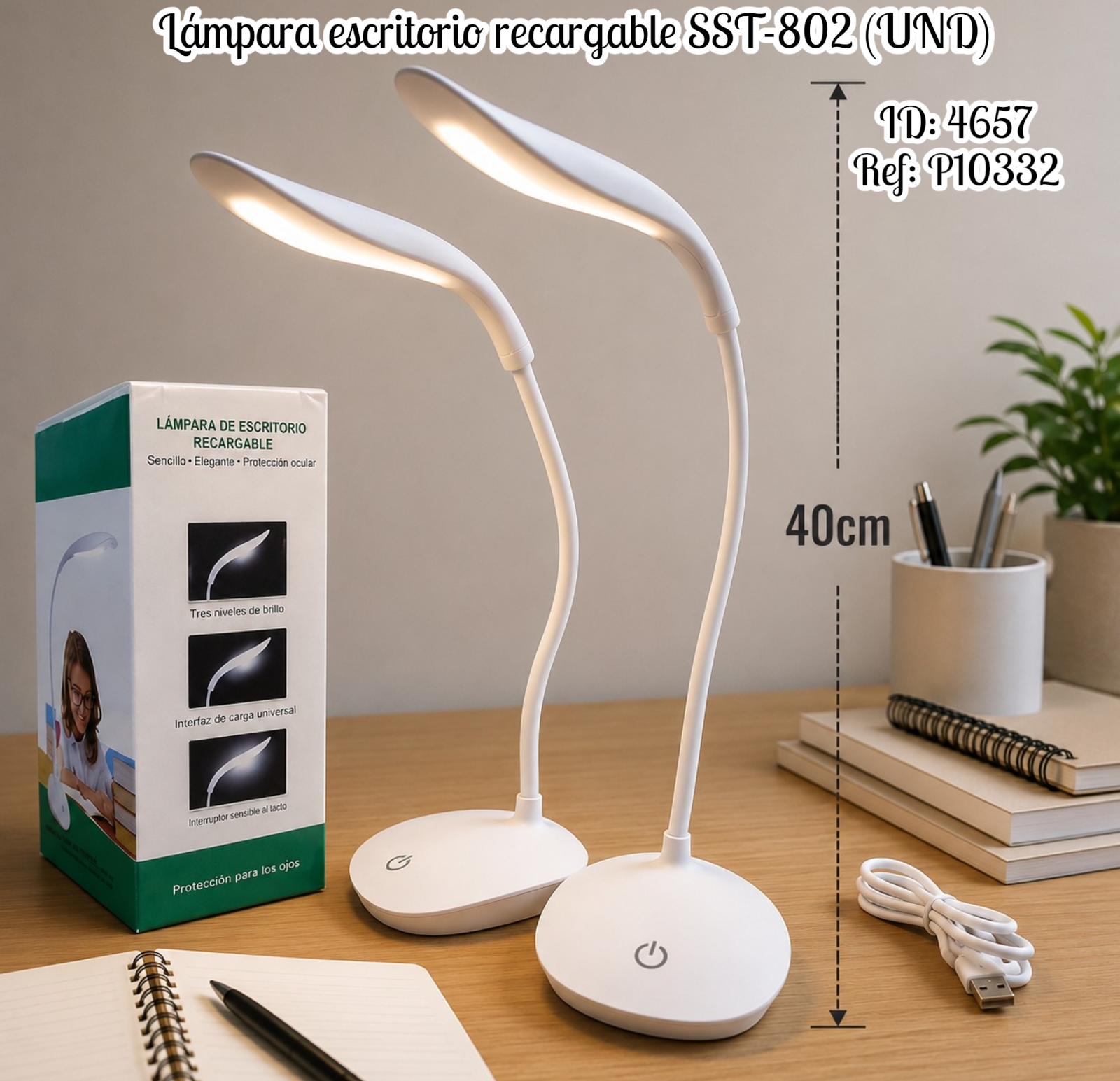 Lámpara escritorio recargable SST-802 (UND)