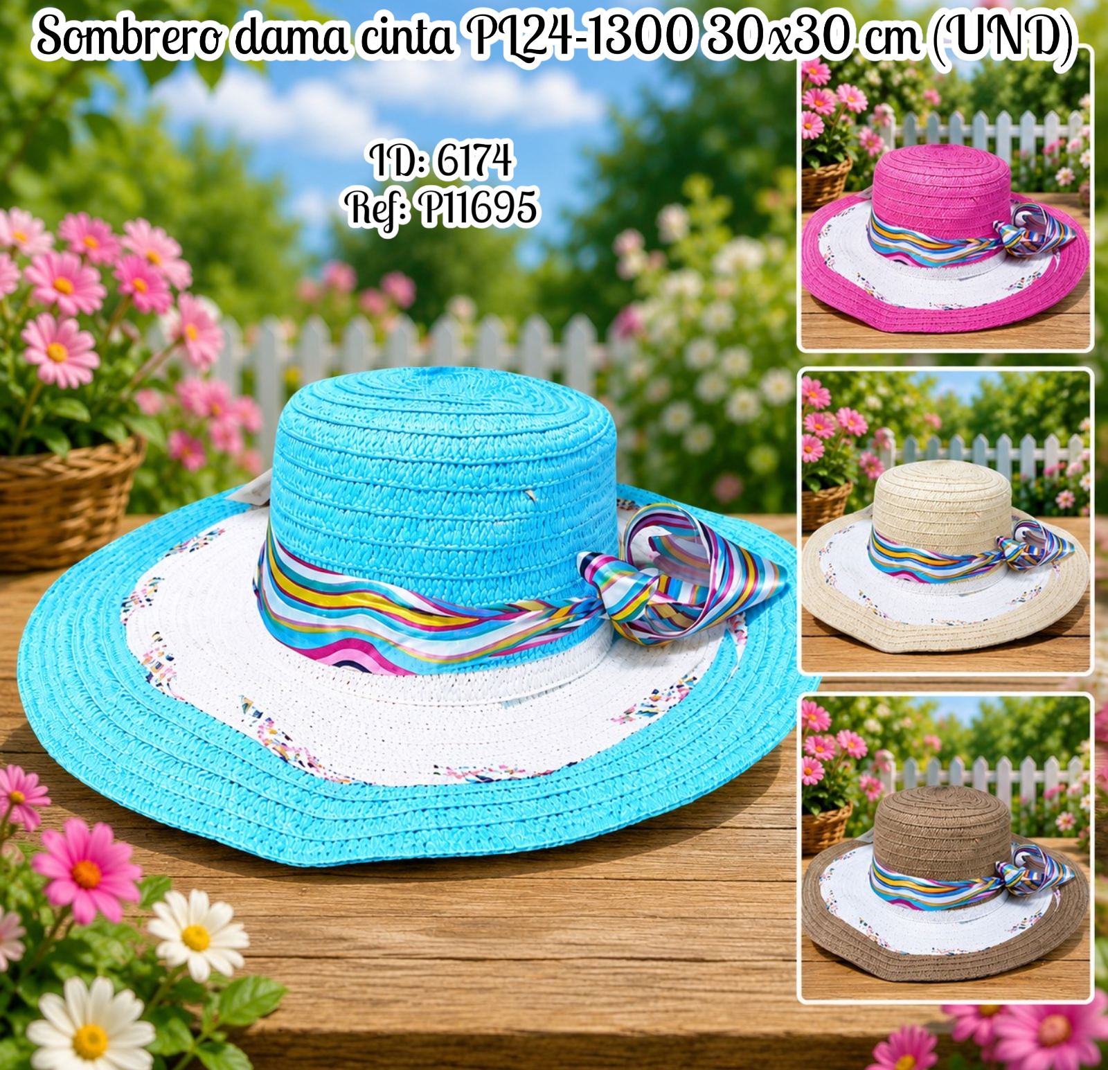 Sombrero dama cinta PL24-1300 30x30 cm (UND)