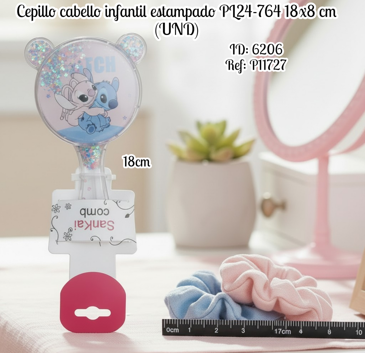 Cepillo cabello infantil estampado PL24-764 18x8 cm (UND)
