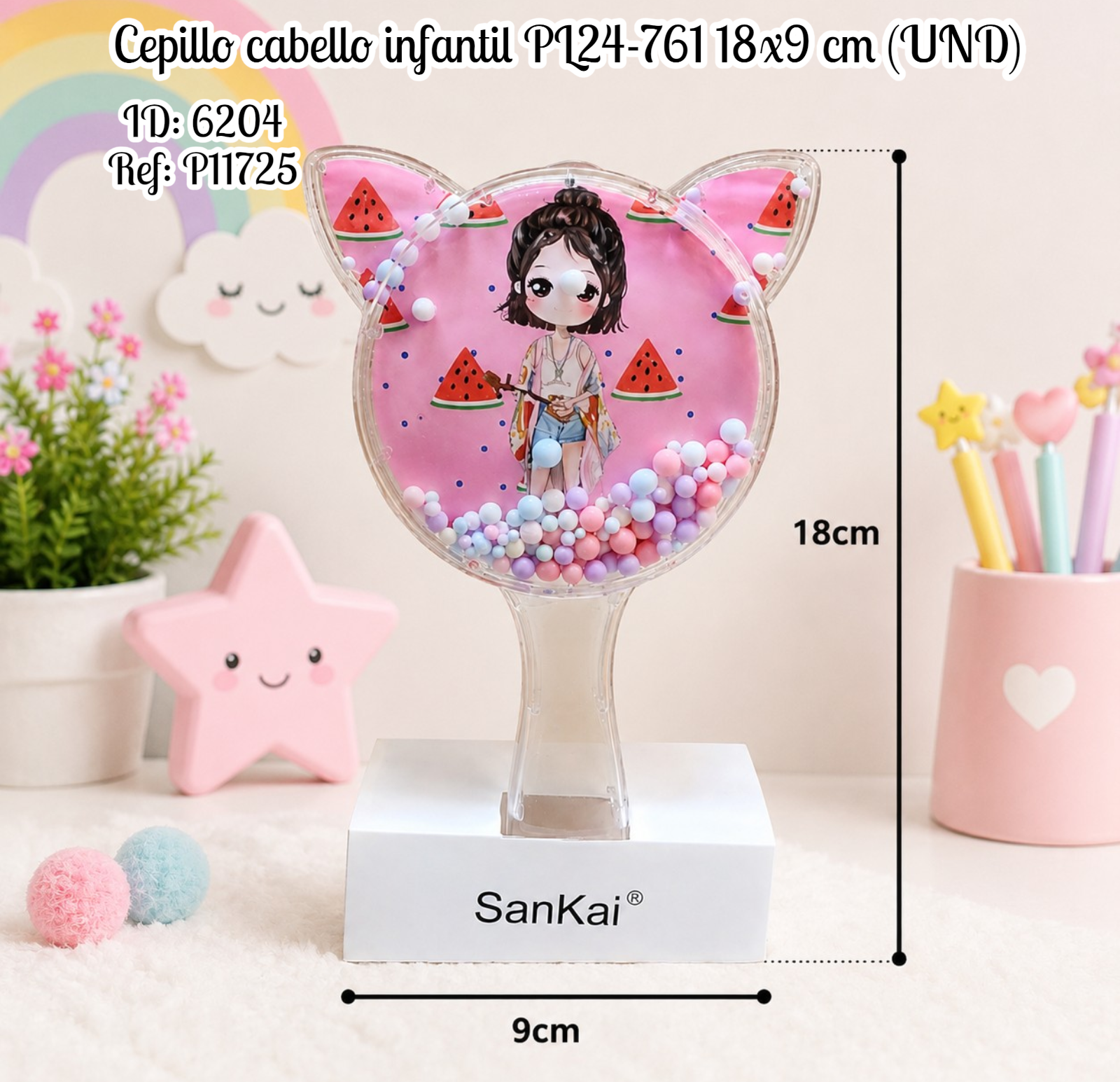Cepillo cabello infantil PL24-761 18x9 cm (UND)