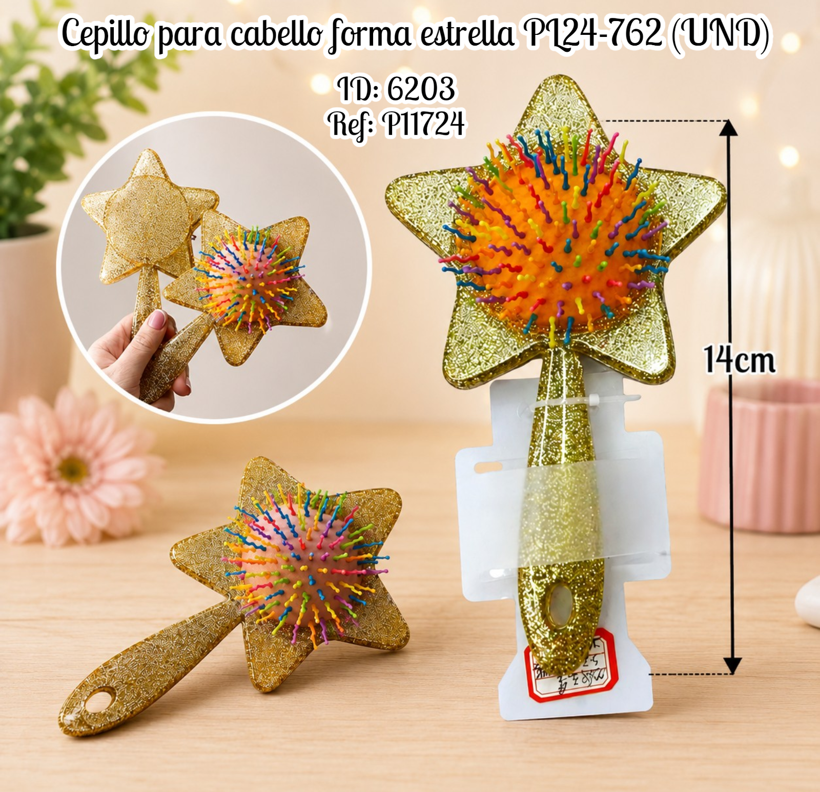 Cepillo para cabello forma estrella PL24-762 (UND)