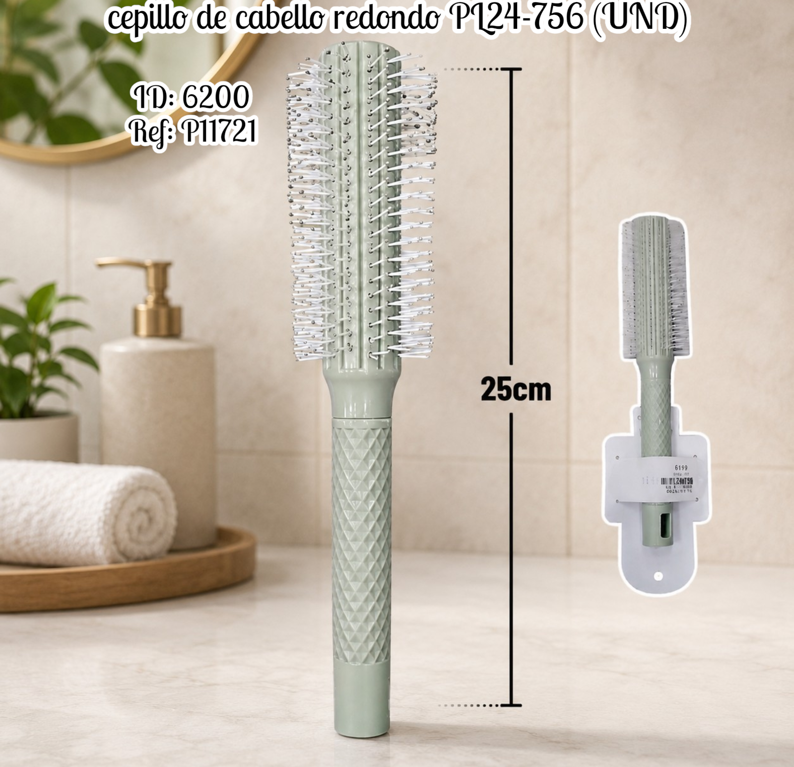 cepillo de cabello redondo PL24-756 (UND)