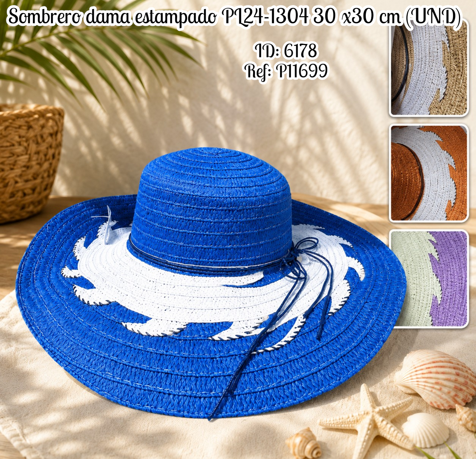 Sombrero dama estampado PL24-1304 30 x30 cm (UND)