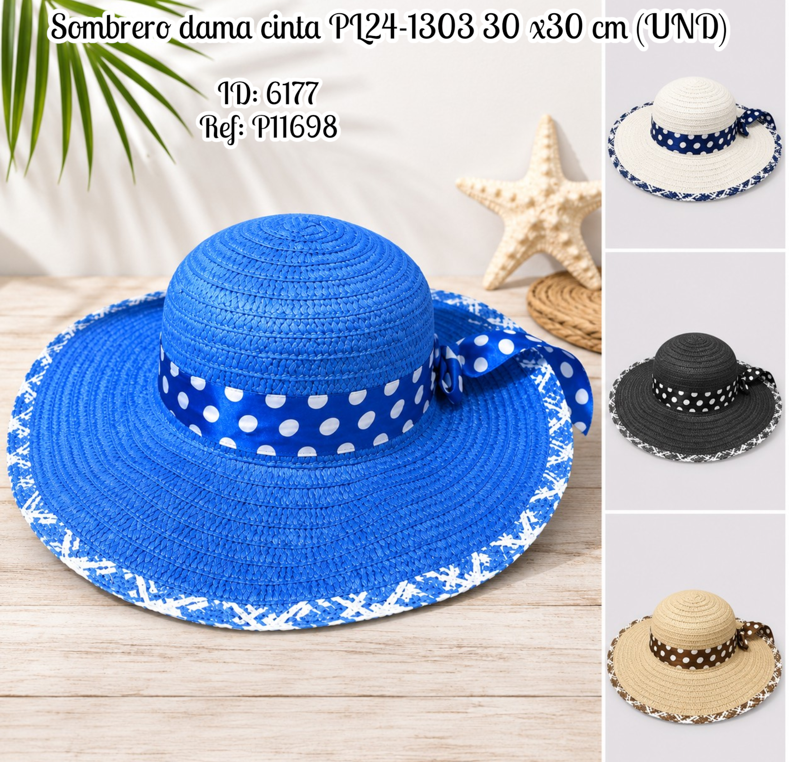 Sombrero dama cinta PL24-1303 30 x30 cm (UND)