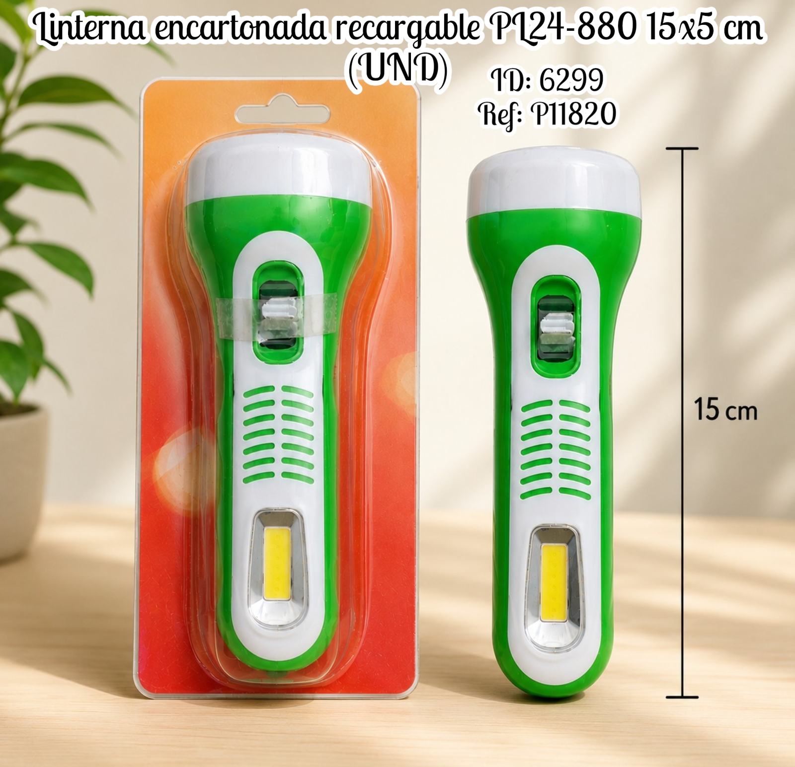 Linterna encartonada recargable PL24-880 15x5 cm (UND)