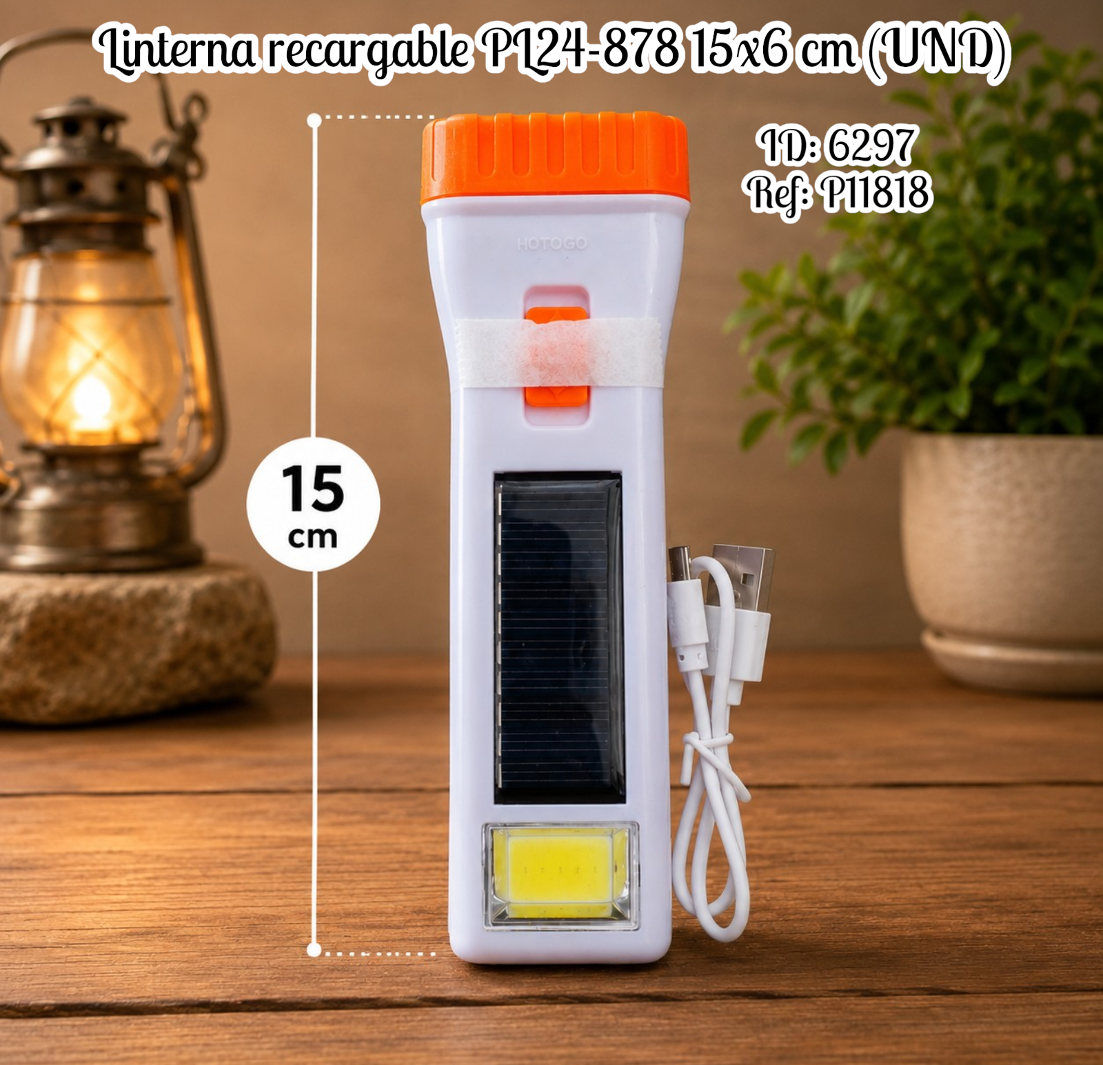 Linterna recargable PL24-878 15x6 cm (UND)