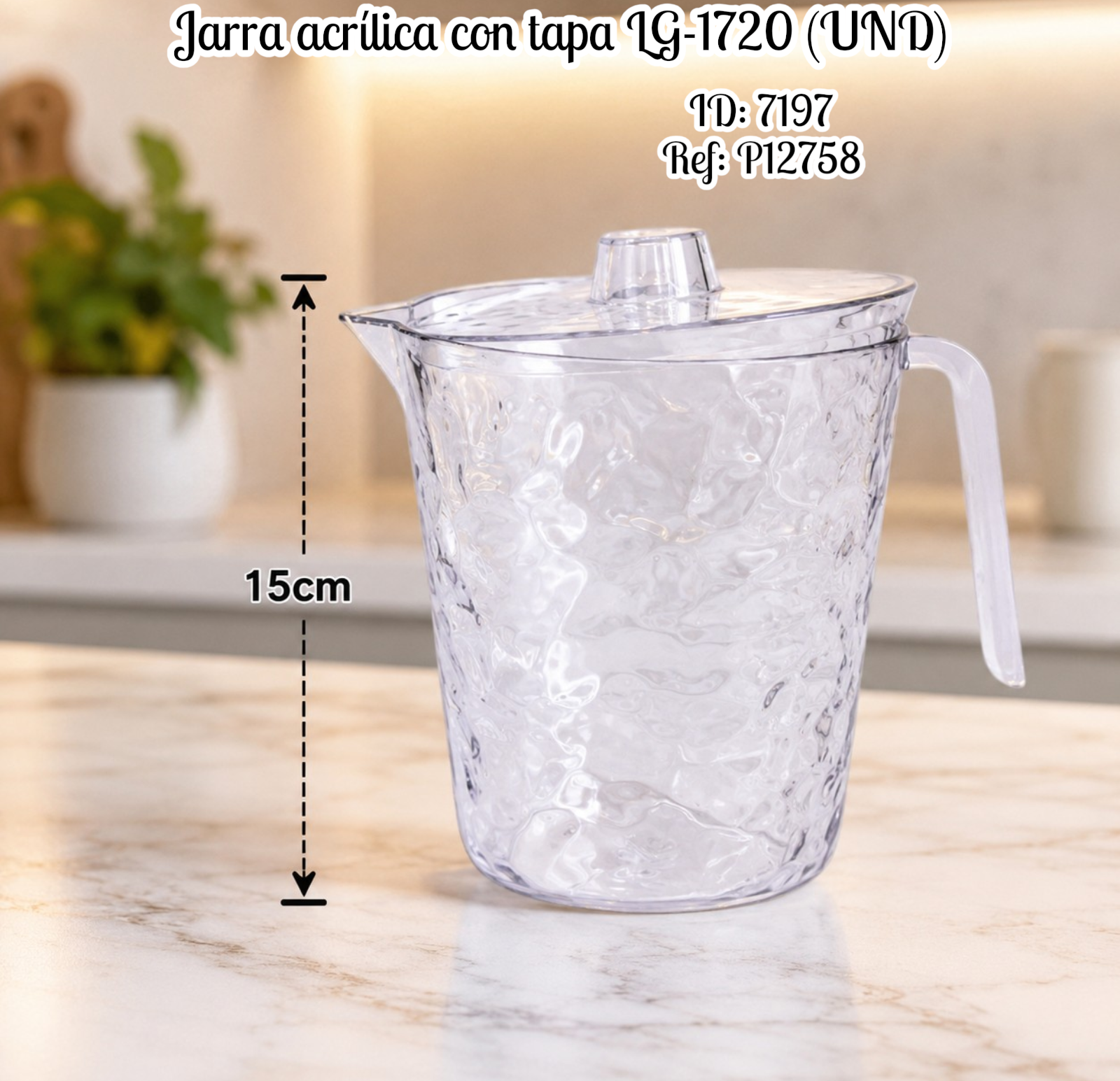 Jarra acrílica con tapa LG-1720 (UND)