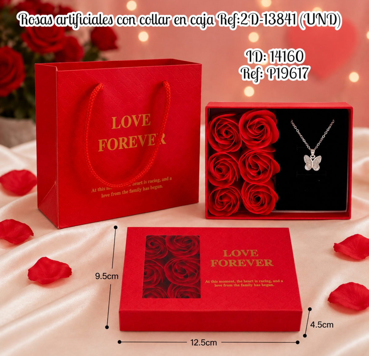 Rosas artificiales con collar en caja Ref:2D-13841 (UND)