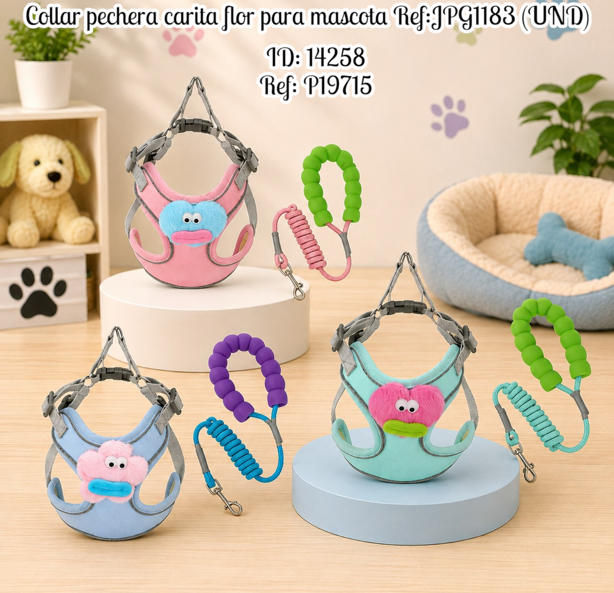 Collar pechera carita flor para mascota Ref:JPG1183 (UND)
