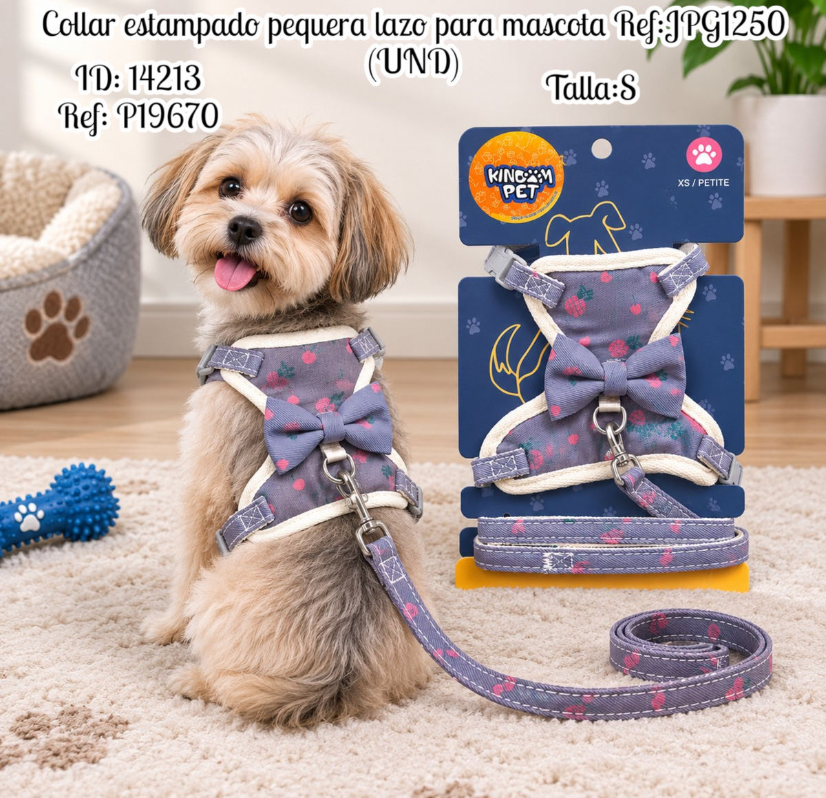 Collar estampado pequera lazo para mascota Ref:JPG1250 (UND)